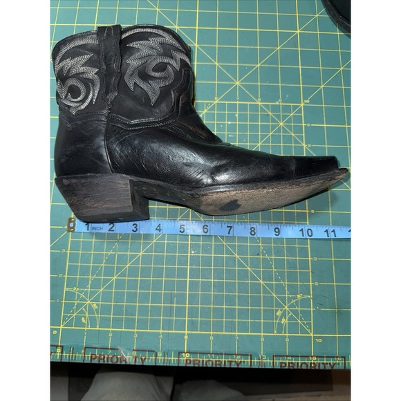 Dan Post Cowboy Ankle Boot Black  Leather Registered Size 8 1/2 Western - Picture 14 of 16